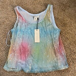 Rachel Zoe Sequin Rainbow Tank Top NWT